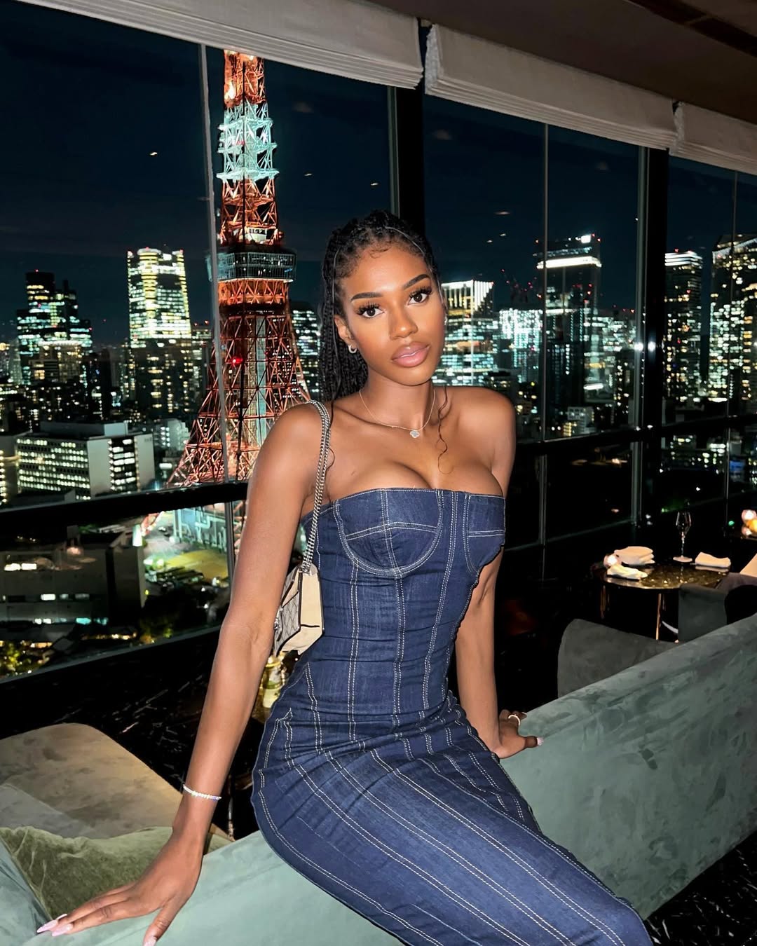 Denim boobtube dress