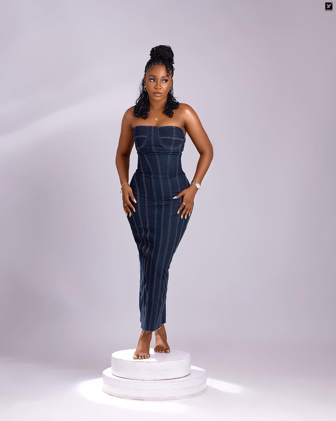 Denim boobtube dress
