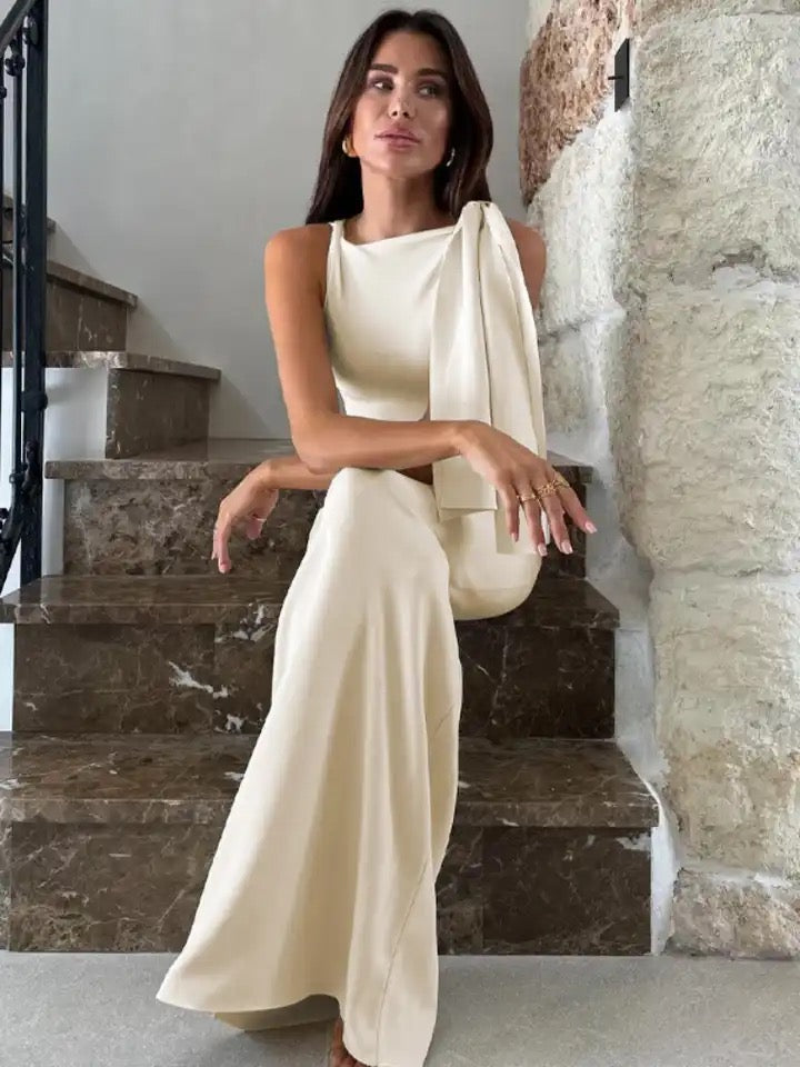 Side bow Long dress