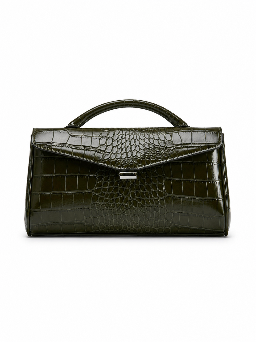 Olive Croc Statement Clutch