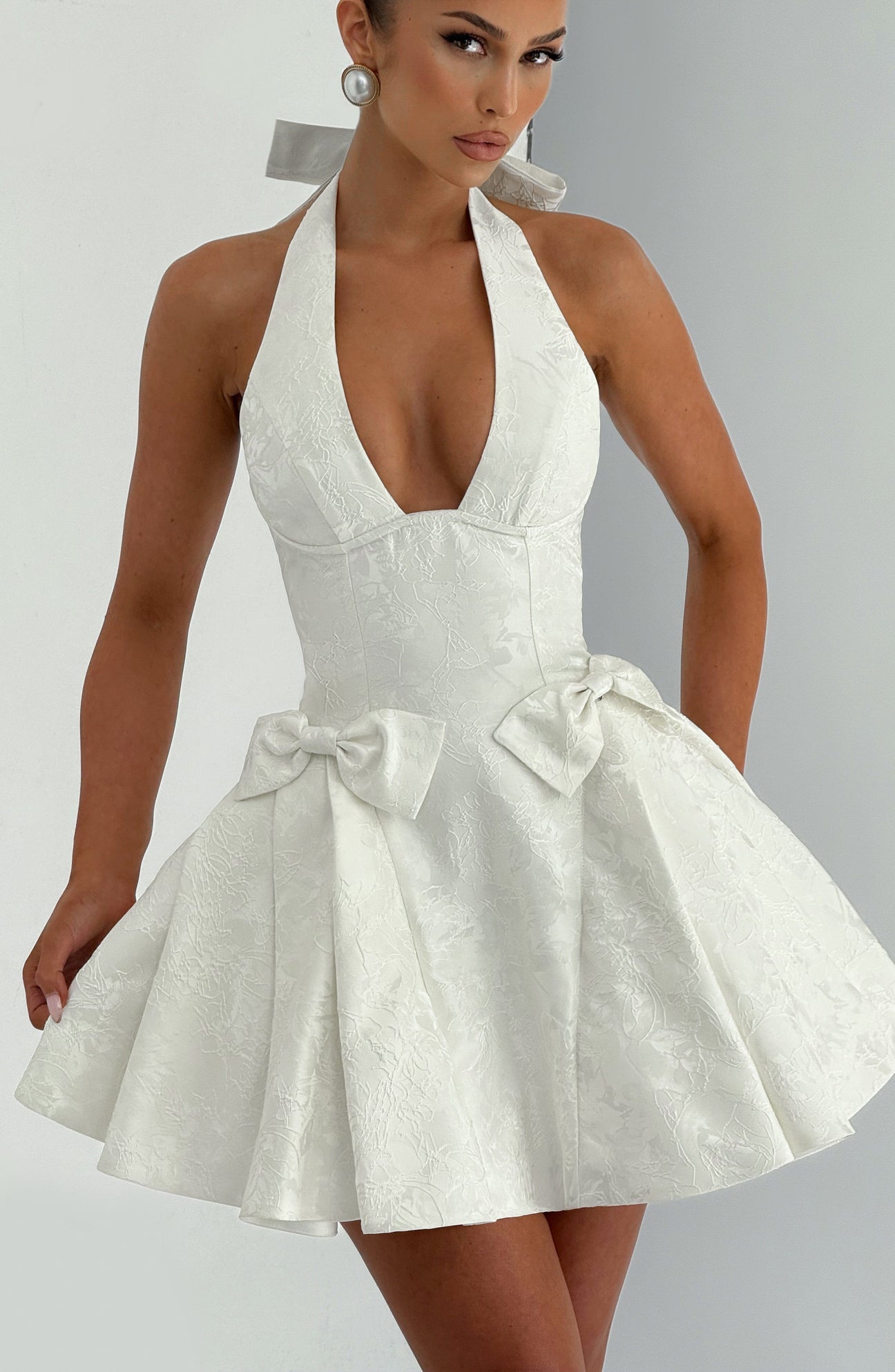 Rosette Bow-Back Jacquard Mini