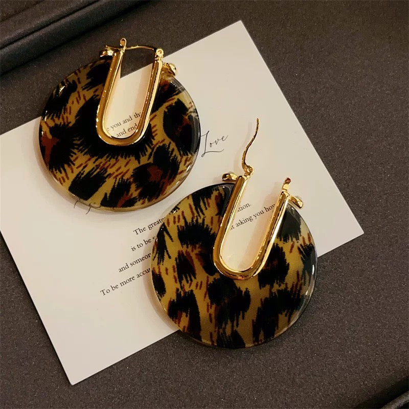 Leopard Disc Hoops