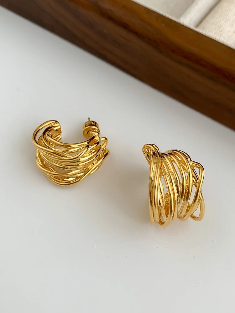 Golden Tangle Hoops