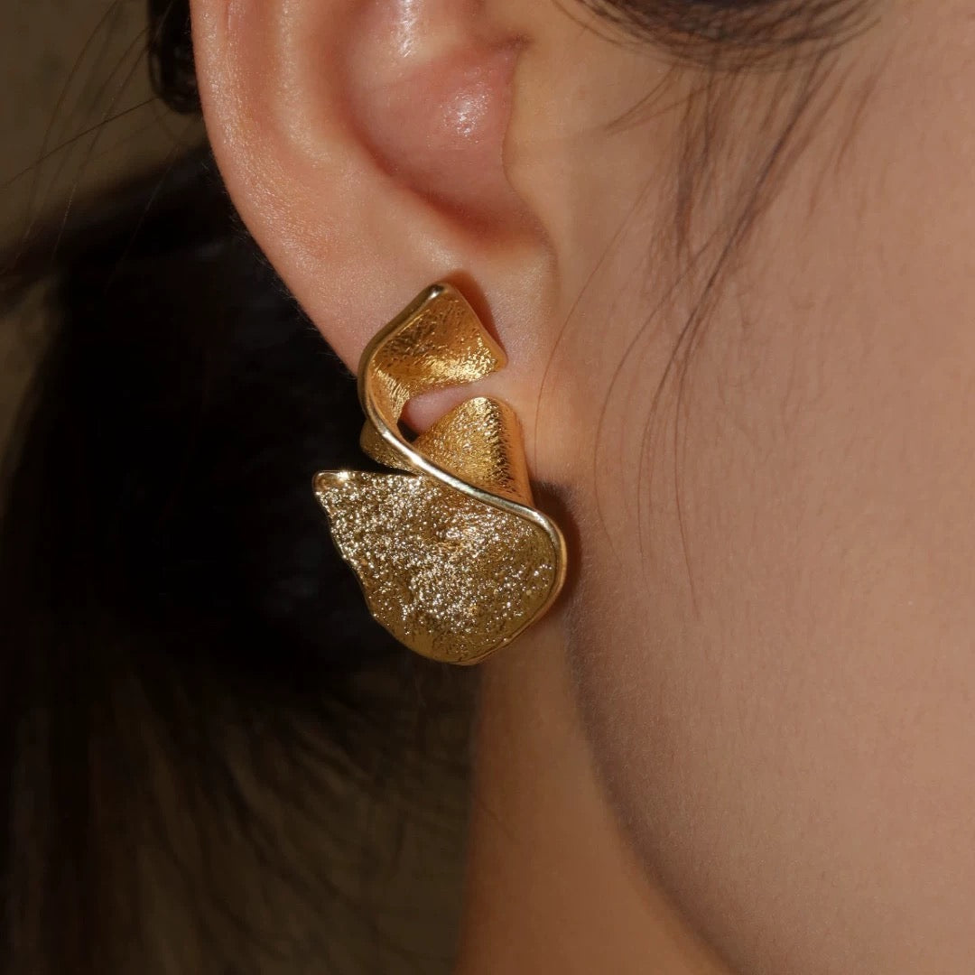 Sculpted Gold Leaf Studs