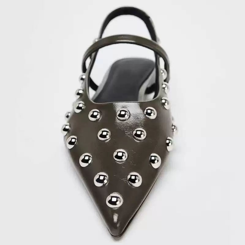 Noir Stud Slingbacks