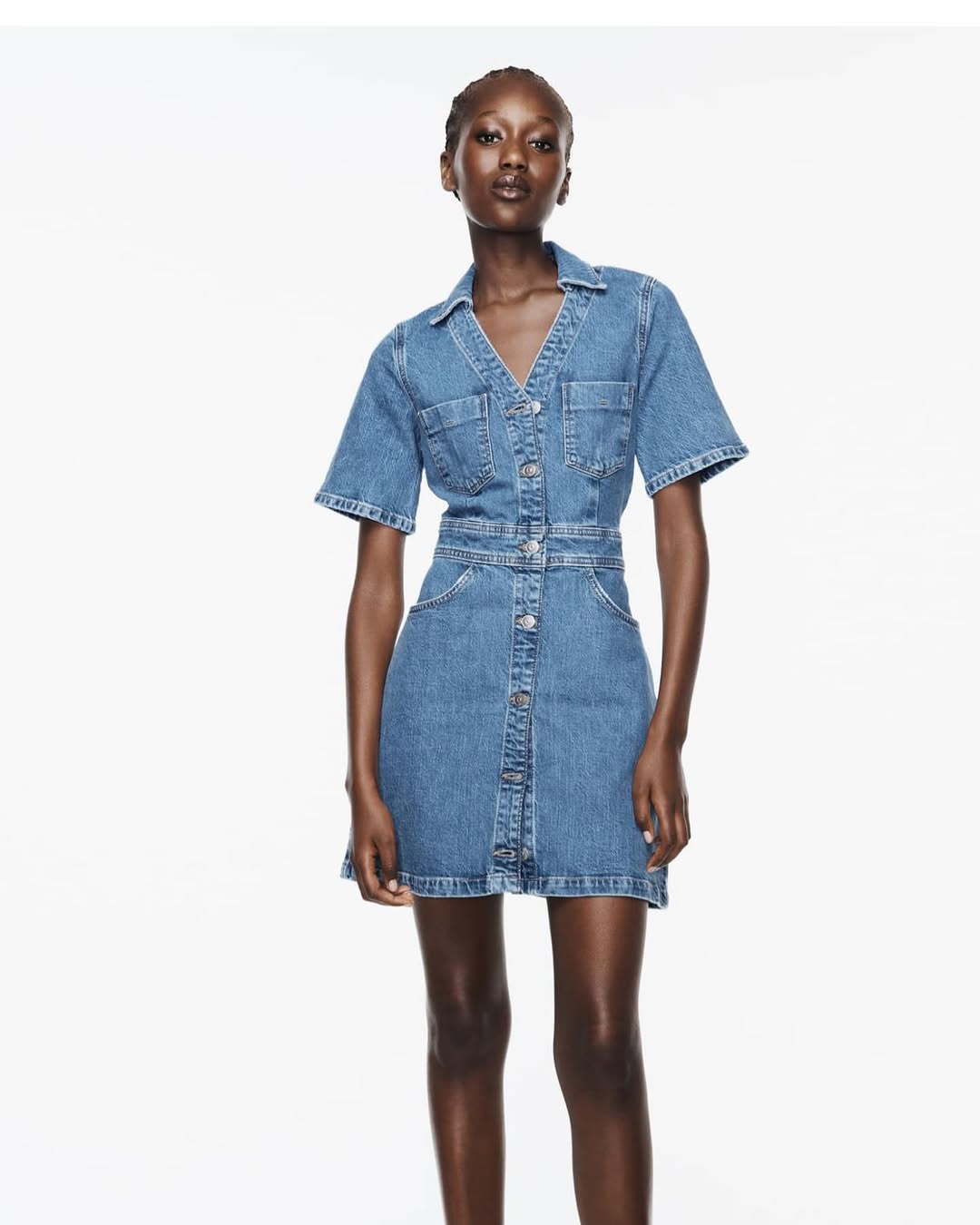 Retro Denim Button Dress