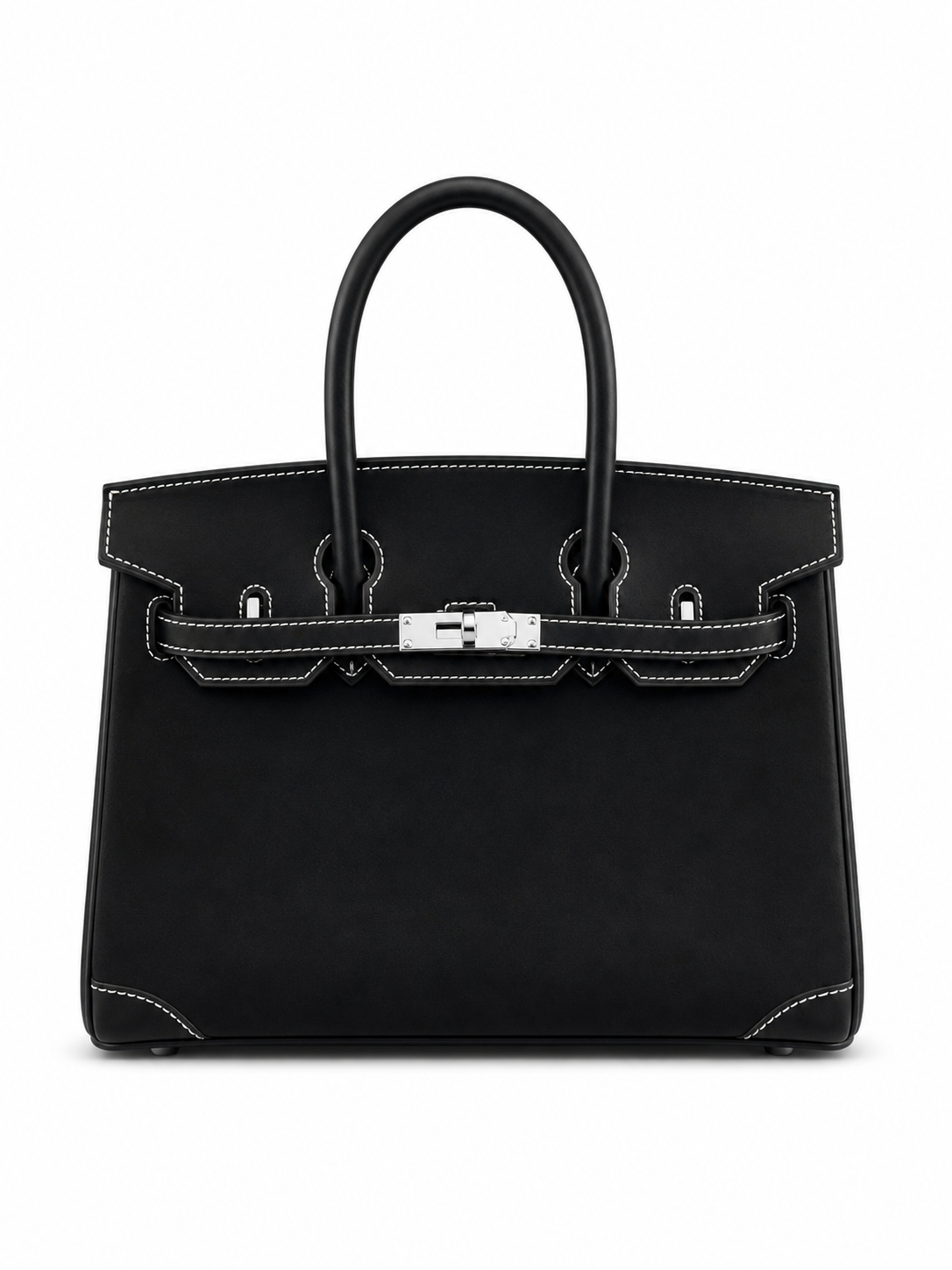 Noir Croc Luxe Top Handle Bag