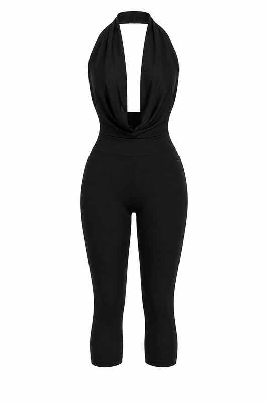Midnight Muse Halter Capri Jumpsuit