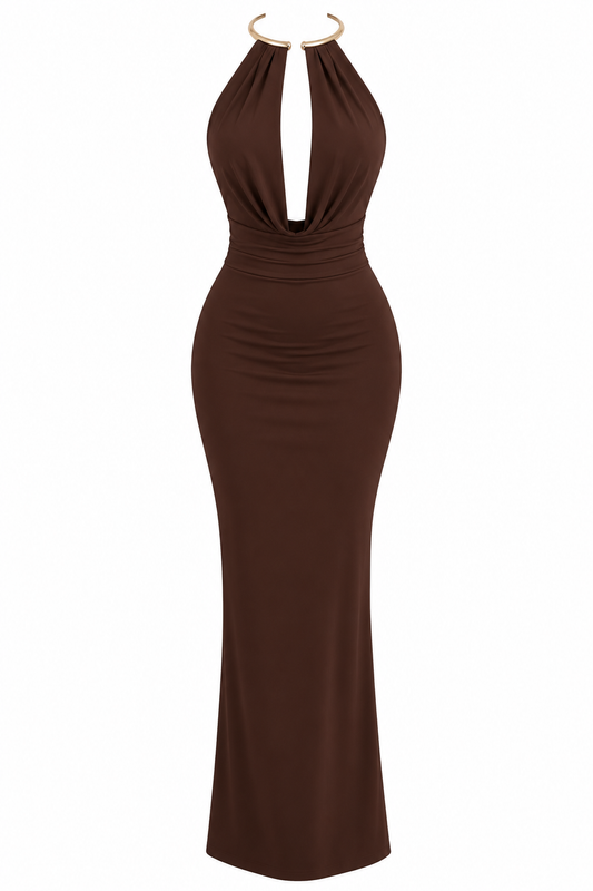 Allure Gold Ring Maxi Dress