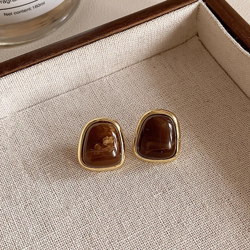 Amber Gem Studs