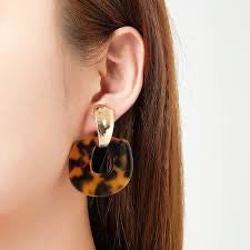 Tortoise Gold Arc Earrings