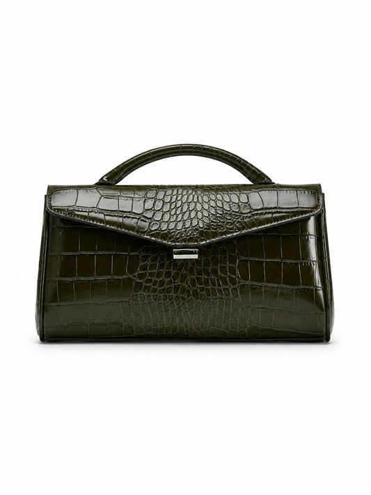 Olive Croc Statement Clutch