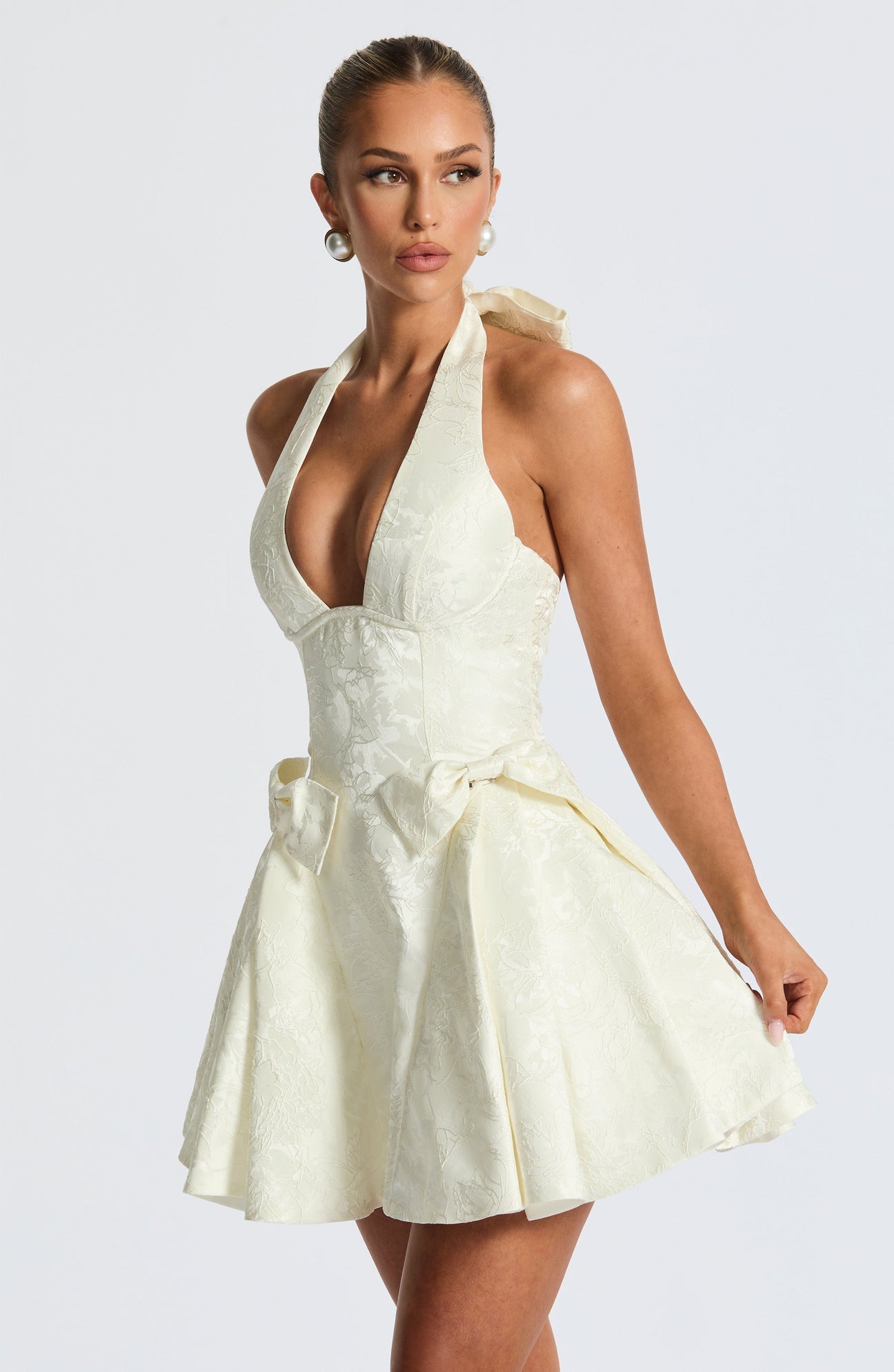 Rosette Bow-Back Jacquard Mini