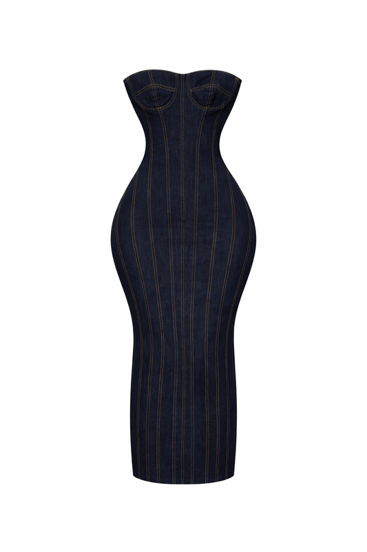 Denim boobtube dress