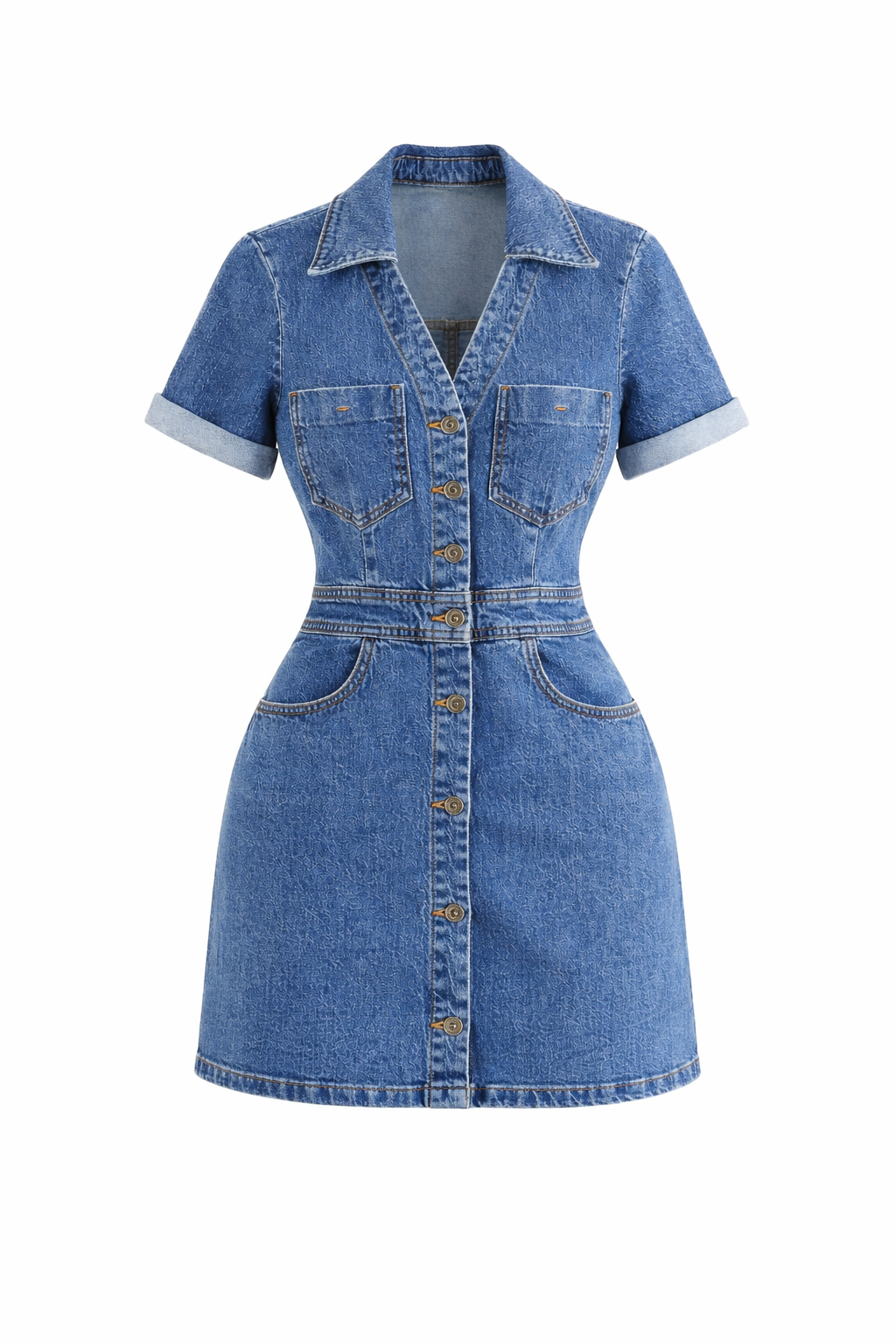 Retro Denim Button Dress