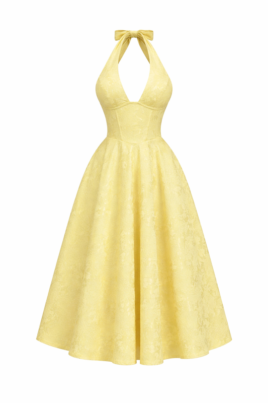 Golden Aura Jacquard Midi