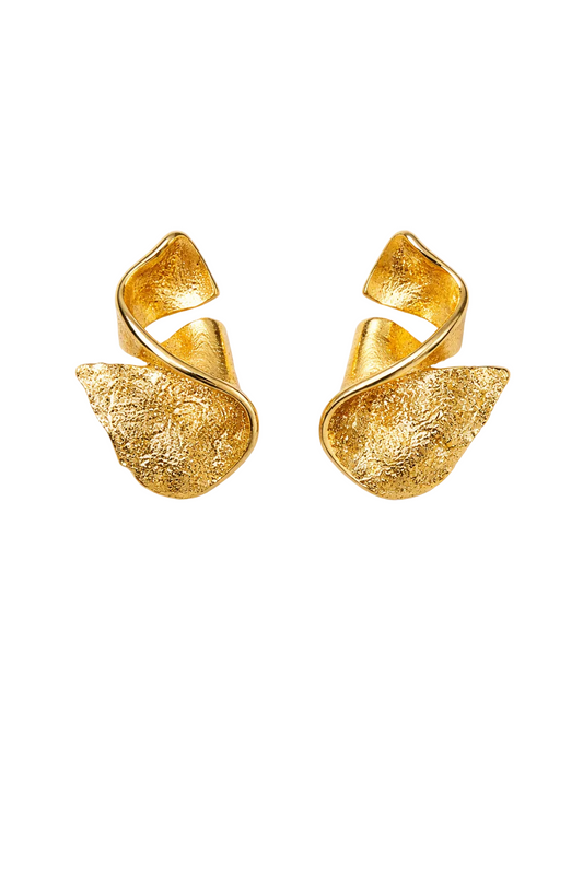 Sculpted Gold Leaf Studs