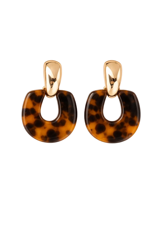 Tortoise Gold Arc Earrings