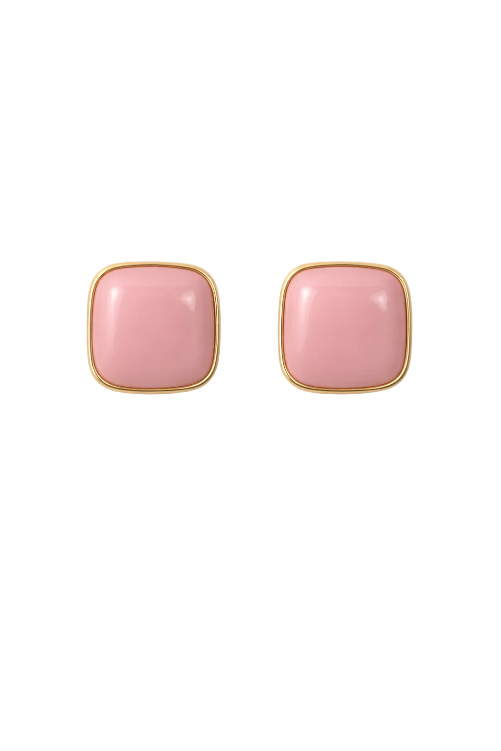 Blush Square Enamel Studs