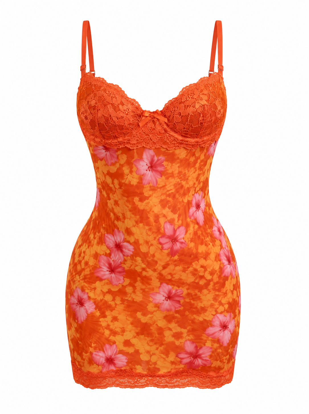 Sunset Bloom Lace Slip Dress