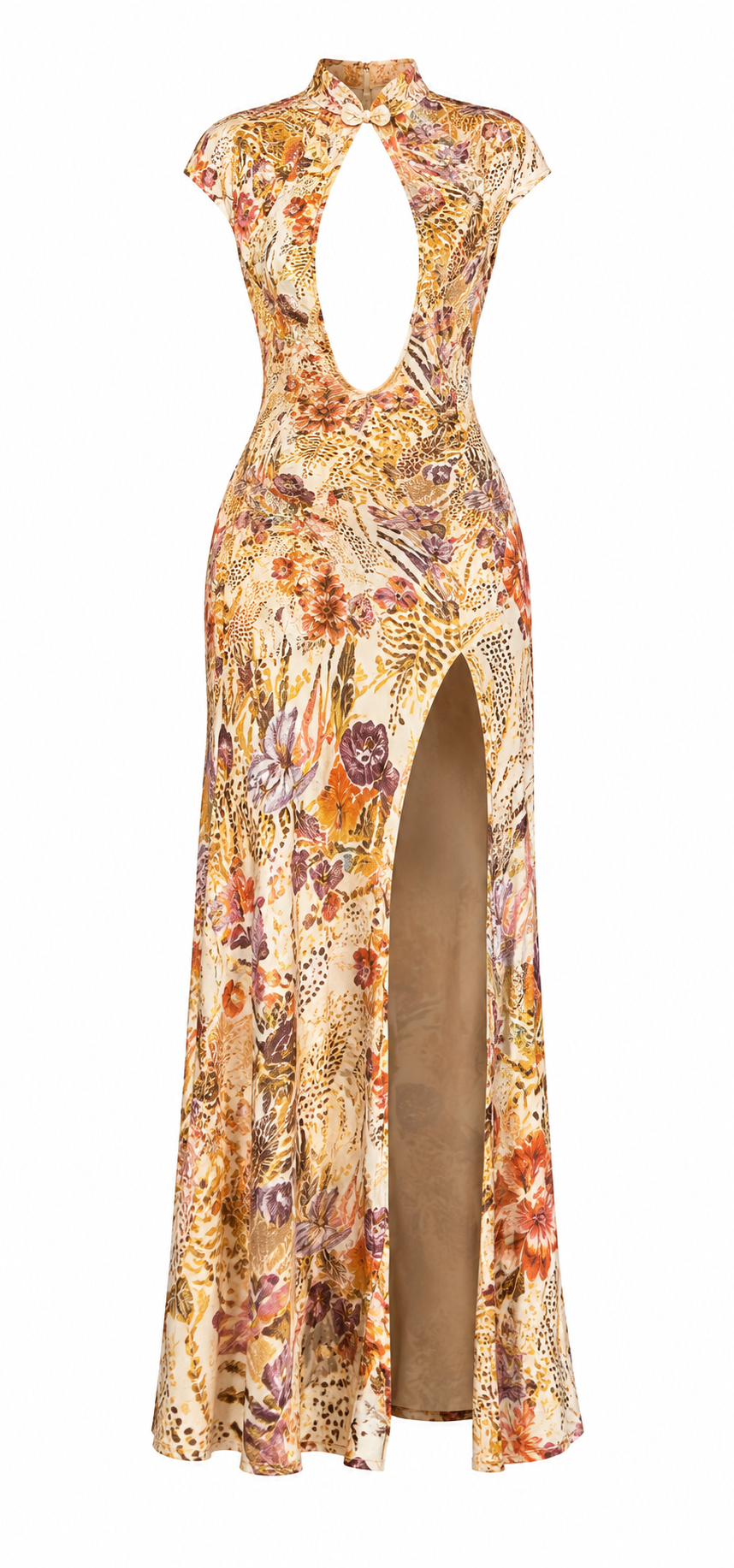 Golden Savannah Cutout Maxi Dress
