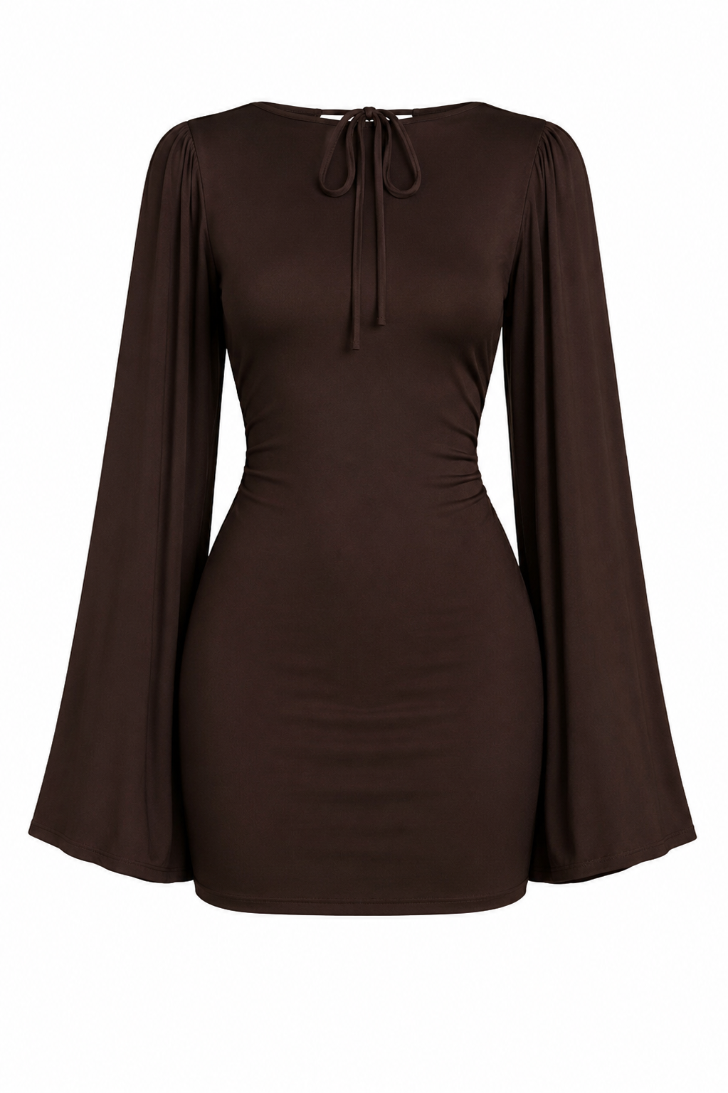 Chocolate Bell Sleeve Mini Dress