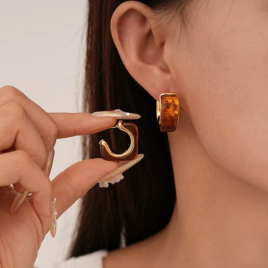 Amber Square Hoops