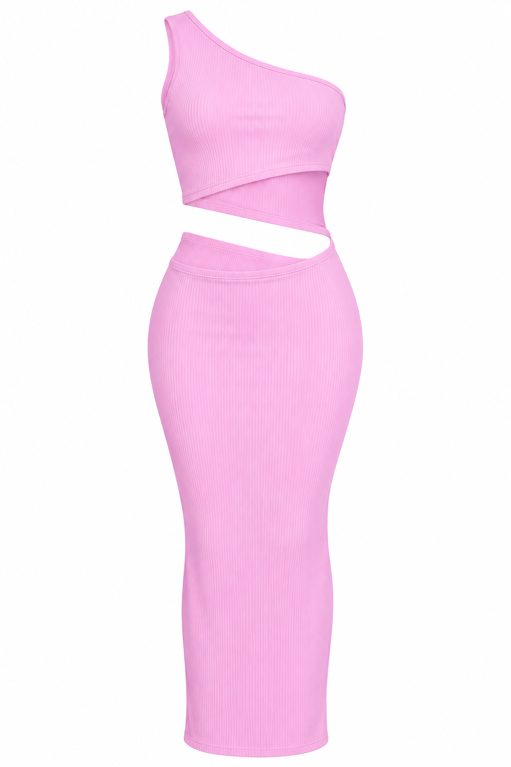 Bubblegum Bliss One-Shoulder Midi Set
