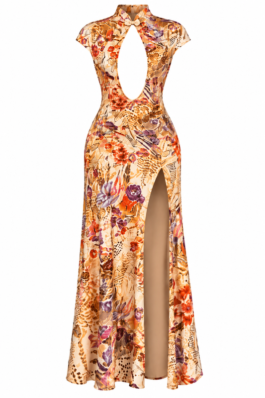 Golden Savannah Cutout Maxi Dress