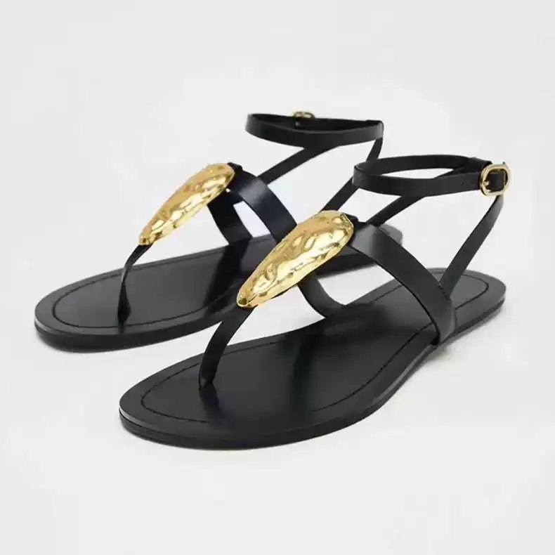 Noir Crest Sandals