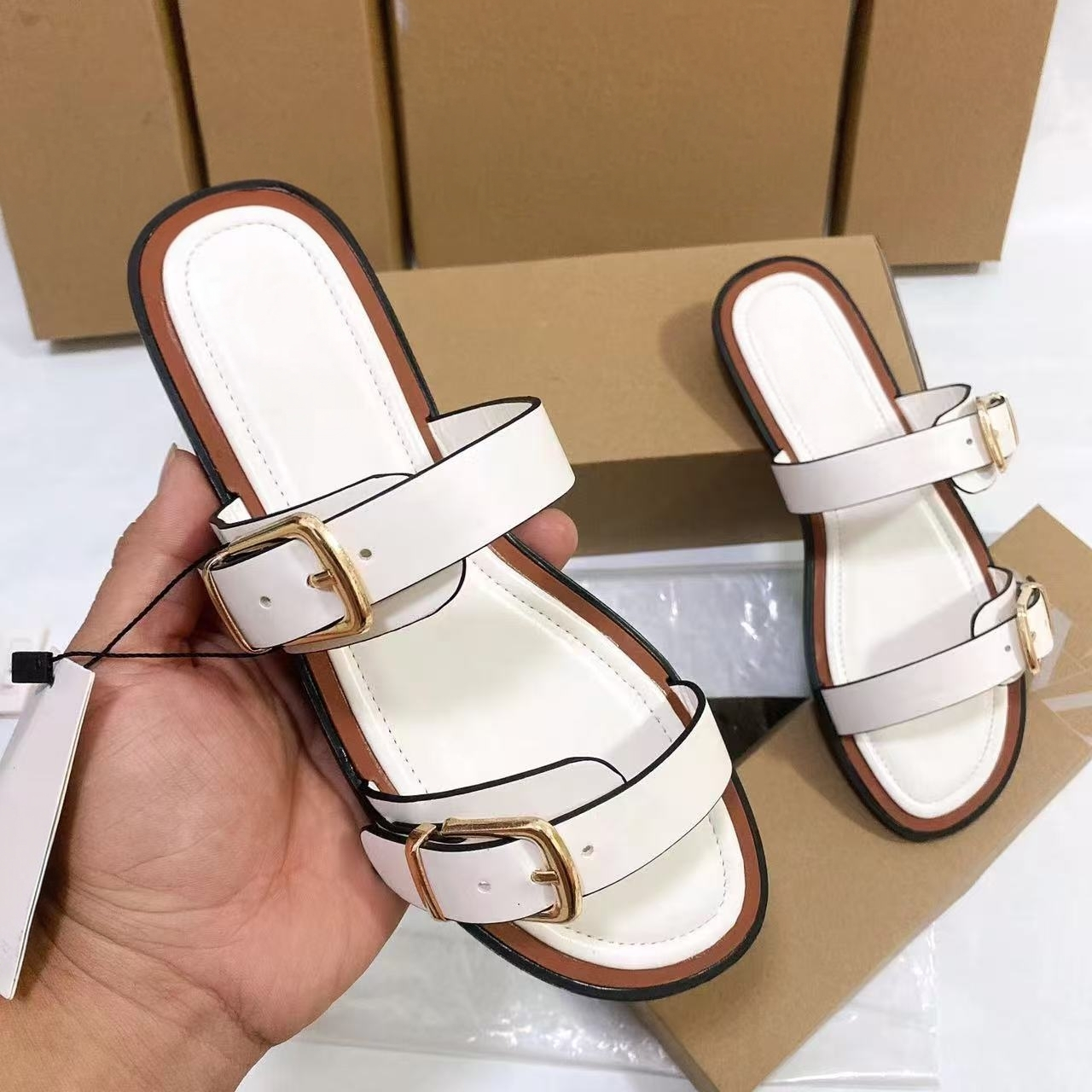 Sienna Double Buckle Slides