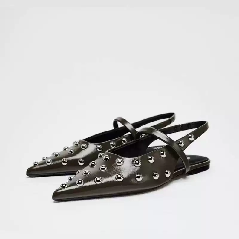 Noir Stud Slingbacks