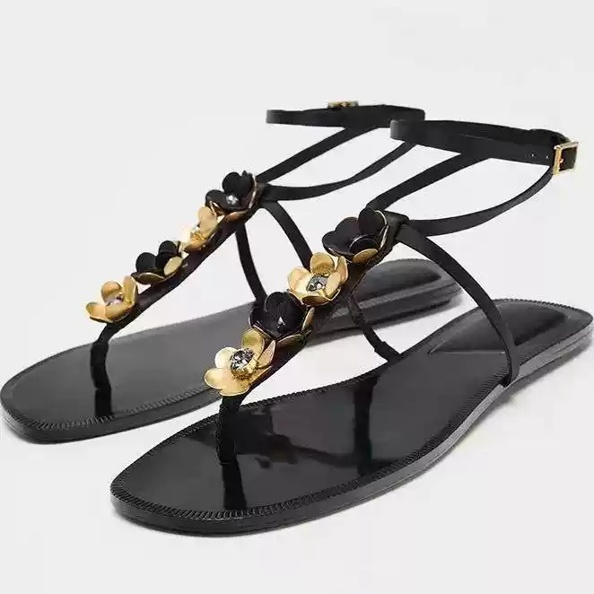 Noir Bloom Sandals