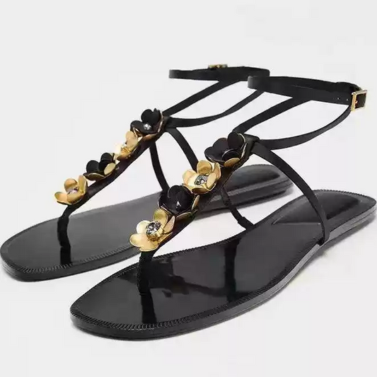 Noir Bloom Sandals