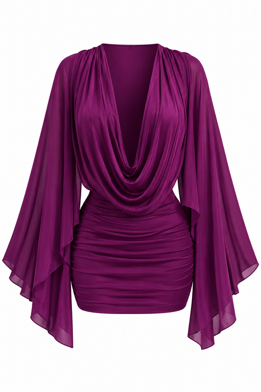 Amethyst Muse Draped Mini Dress
