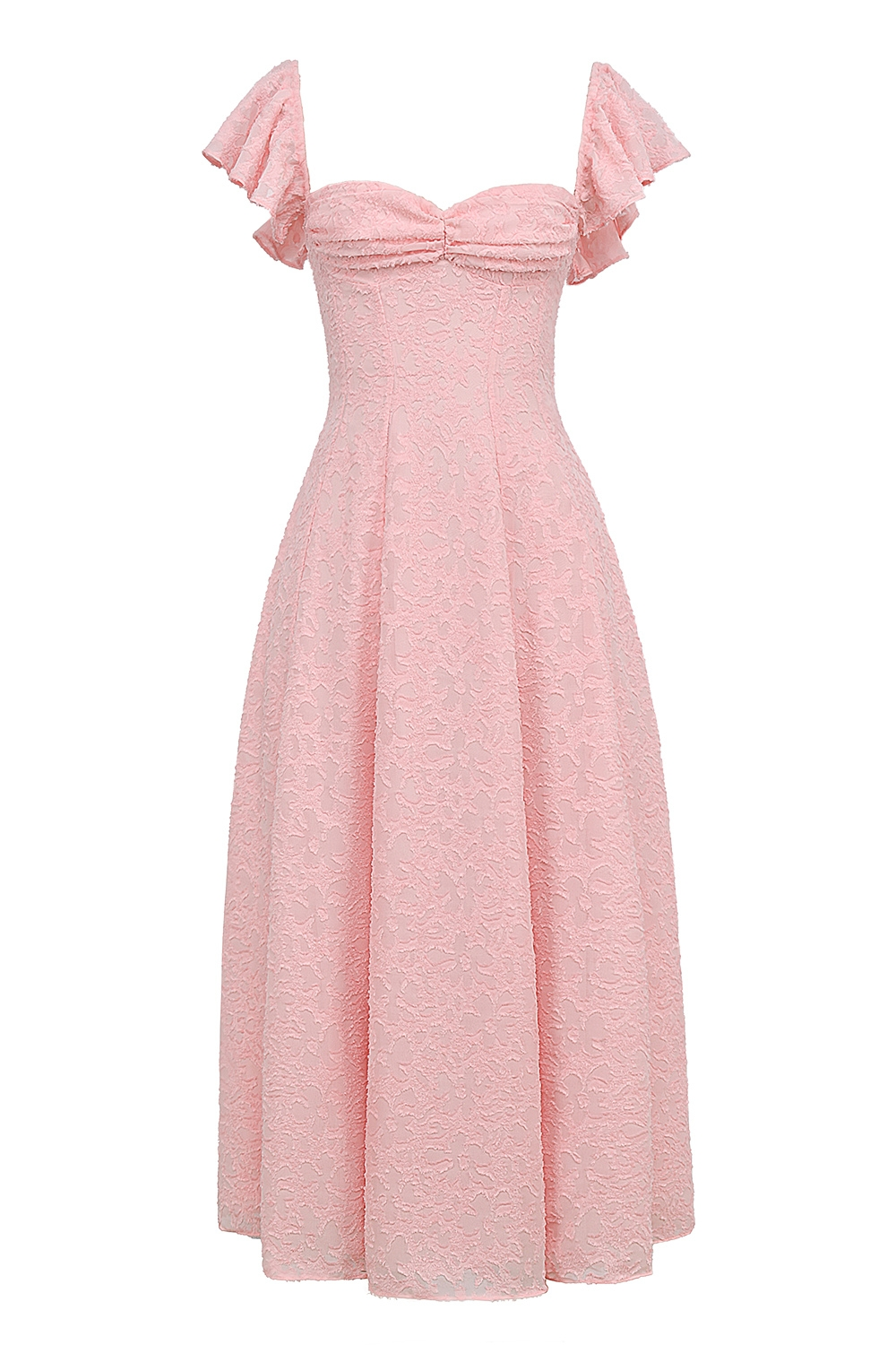Blush Pink Lace Sweetheart Midi