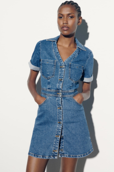 Retro Denim Button Dress
